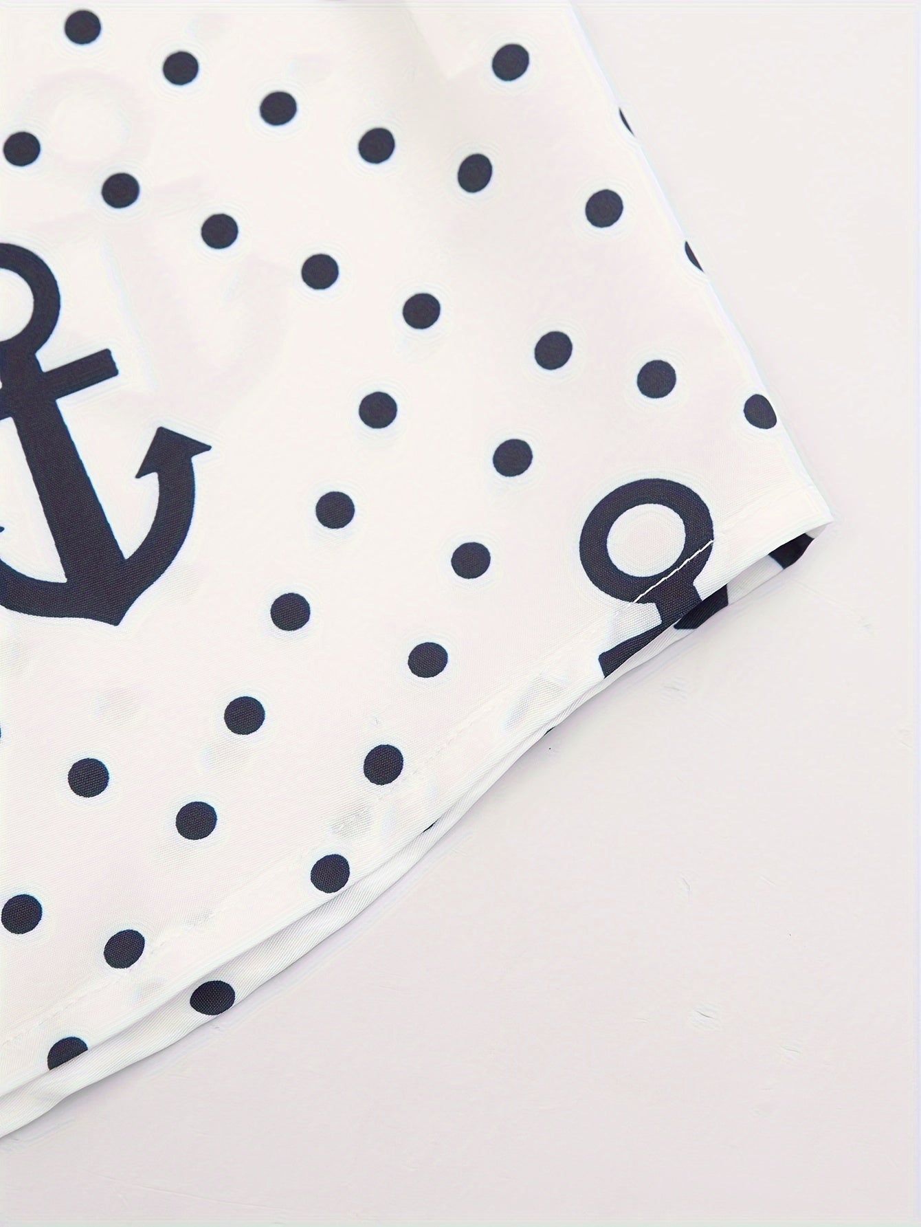 Men'S Casual Nautical Anchor Print Long Sleeve Shirt, 95% Polyester 5% Spandex, Regular Fit, Woven Fabric, Spring/Fall Season, Button Detail, Lapel Collar, 120gsm