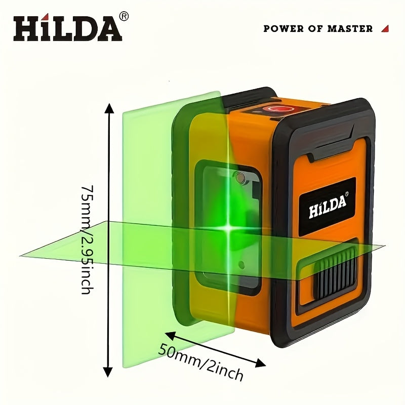 1pc Mini Green Laser Level, 2-Line High Precision Self-Leveling Tool With Infrared Beam, Portable & Compact, Bright Light For Indoor & Outdoor Use, With Carrying Case