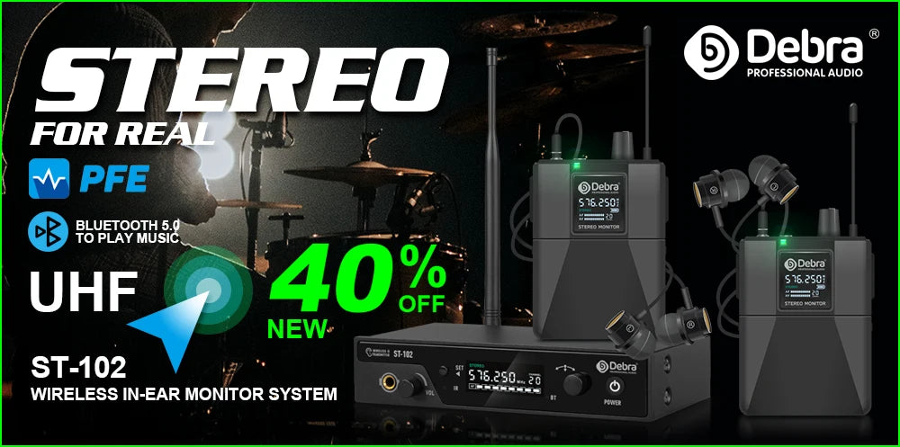 Debra IEM Wireless In-Ear Monitor System Audio-Mini UHF Rechargeable Portable for Music Audio Monitoring Live Broadcast