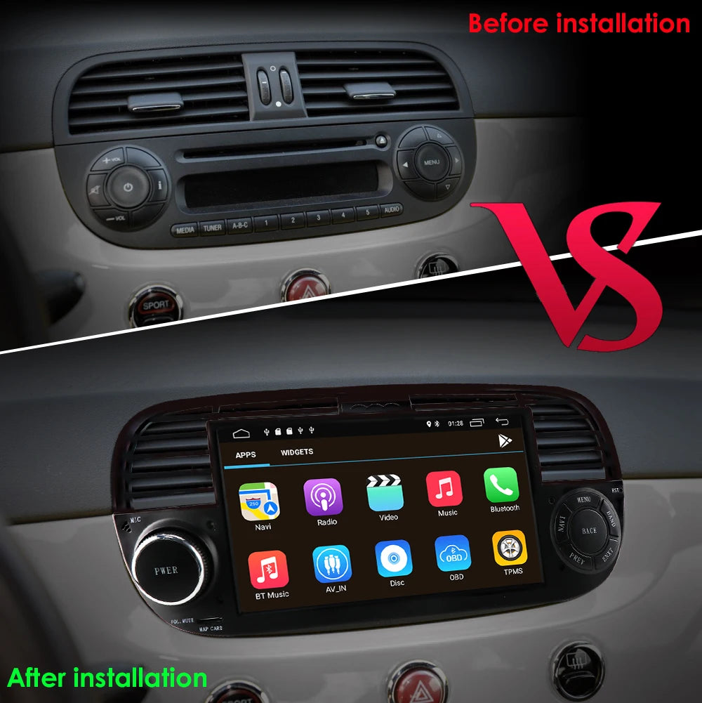 4G Carplay 2Din Android Auto Radio for FIAT 500 Car Multimedia Player Stereo GPS Navigation DVD Video DSP RDS DTV AM FM Audio BT