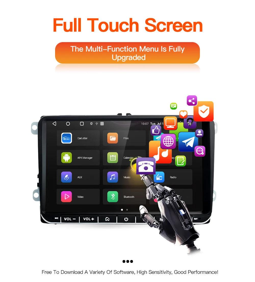 GATAXASKY 9" Car Radio multimedia player For VW Volkswagen Passat B7 B6 Golf Touran Polo Tiguan Jetta 2 din Android 12 Carplay
