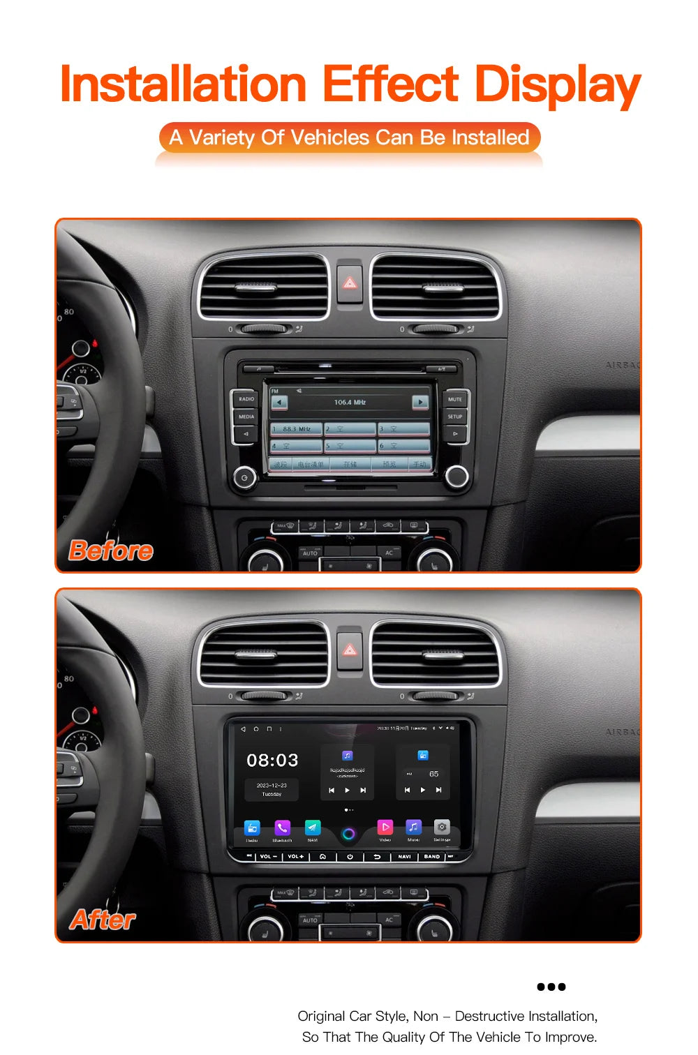 GATAXASKY 9" Car Radio multimedia player For VW Volkswagen Passat B7 B6 Golf Touran Polo Tiguan Jetta 2 din Android 12 Carplay