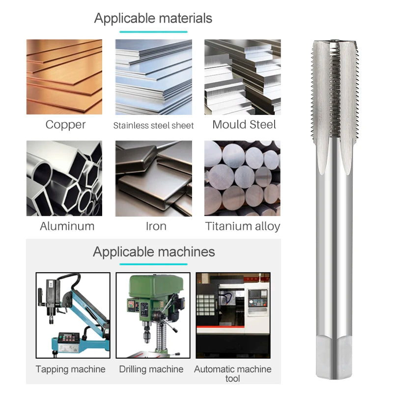 XCAN 1pc Right Hand Thread Tap HSS Machine Plug Tap Metric Screw Tap Drill Thread Tool M2 M3 M4 M6 M7 M8 M10 M12 M14 Hand Tools