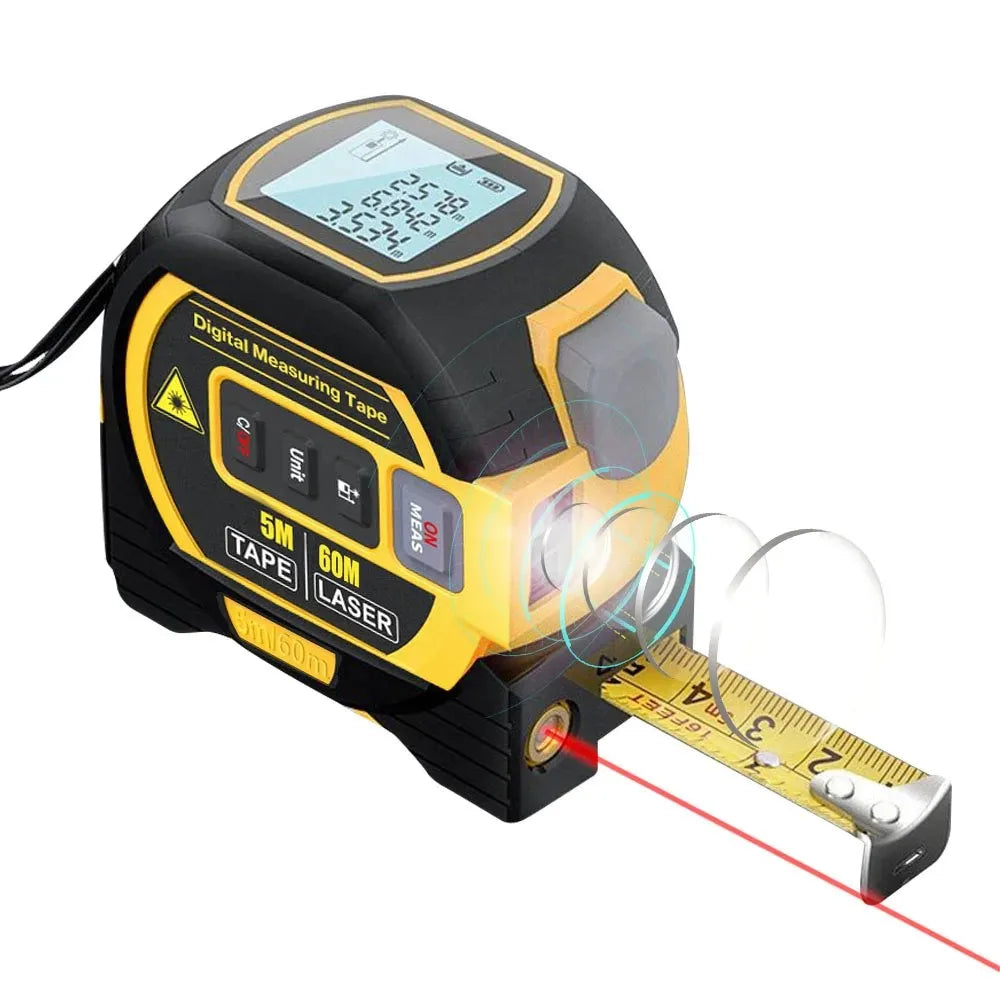 Laser Tape Measure 3 In 1 Digital Tape Measure High Precision Laser Rangefinder Steel Tape Measure High Elasticity