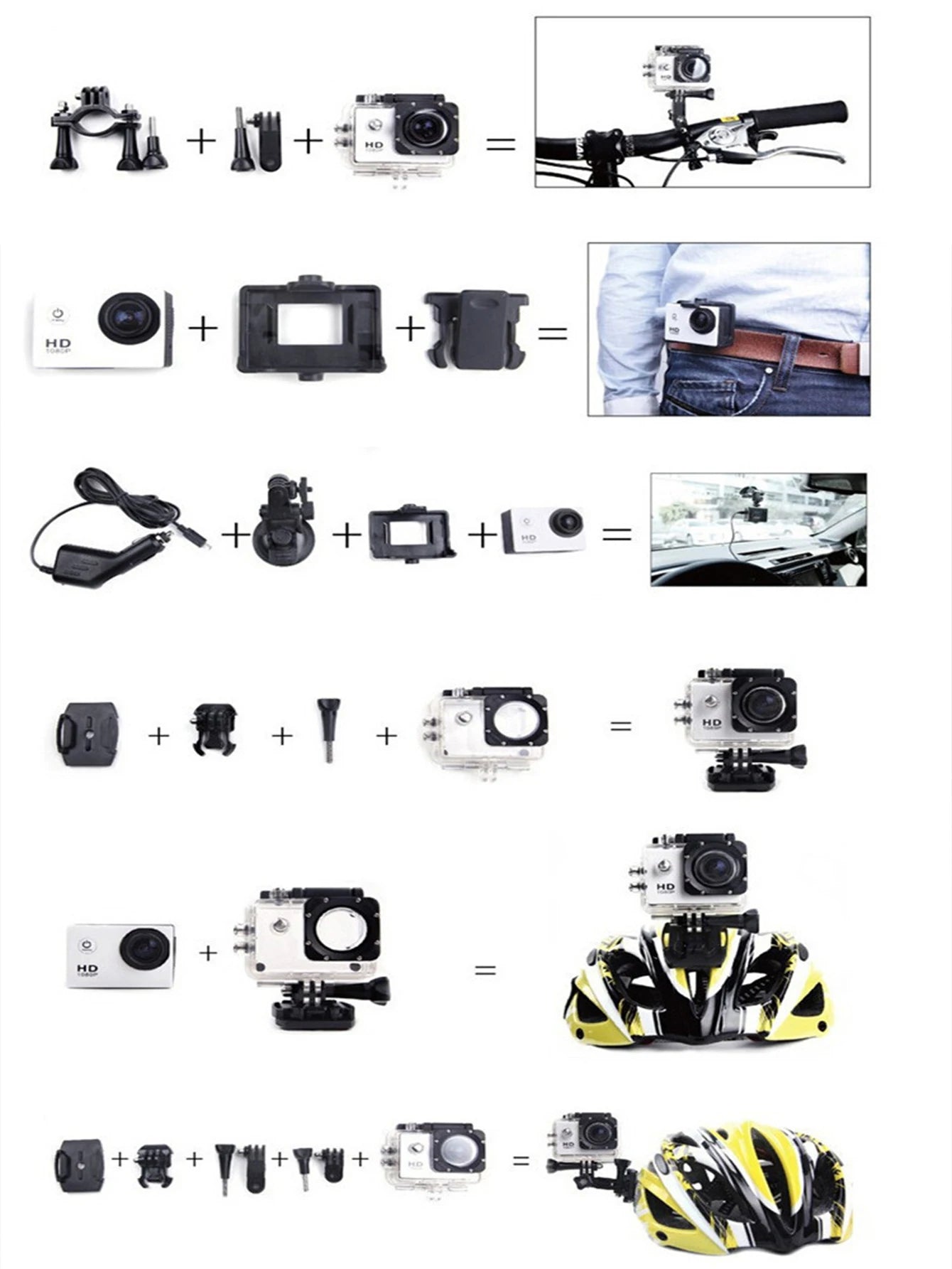 Ulkourheilukamera, vedenpitävä sukelluspyörätallennin, DV Panoramic 2 tuuman näytön autotallennin, HD Mini -monitoimikamera