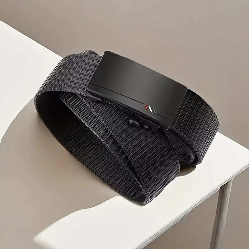 1Pcs Fashion Business Men's Belt Genuine Luxury Brand Leisure Belt Automatic Buckle Belt Canvas Belt With Cargo Pants Jeans Belt