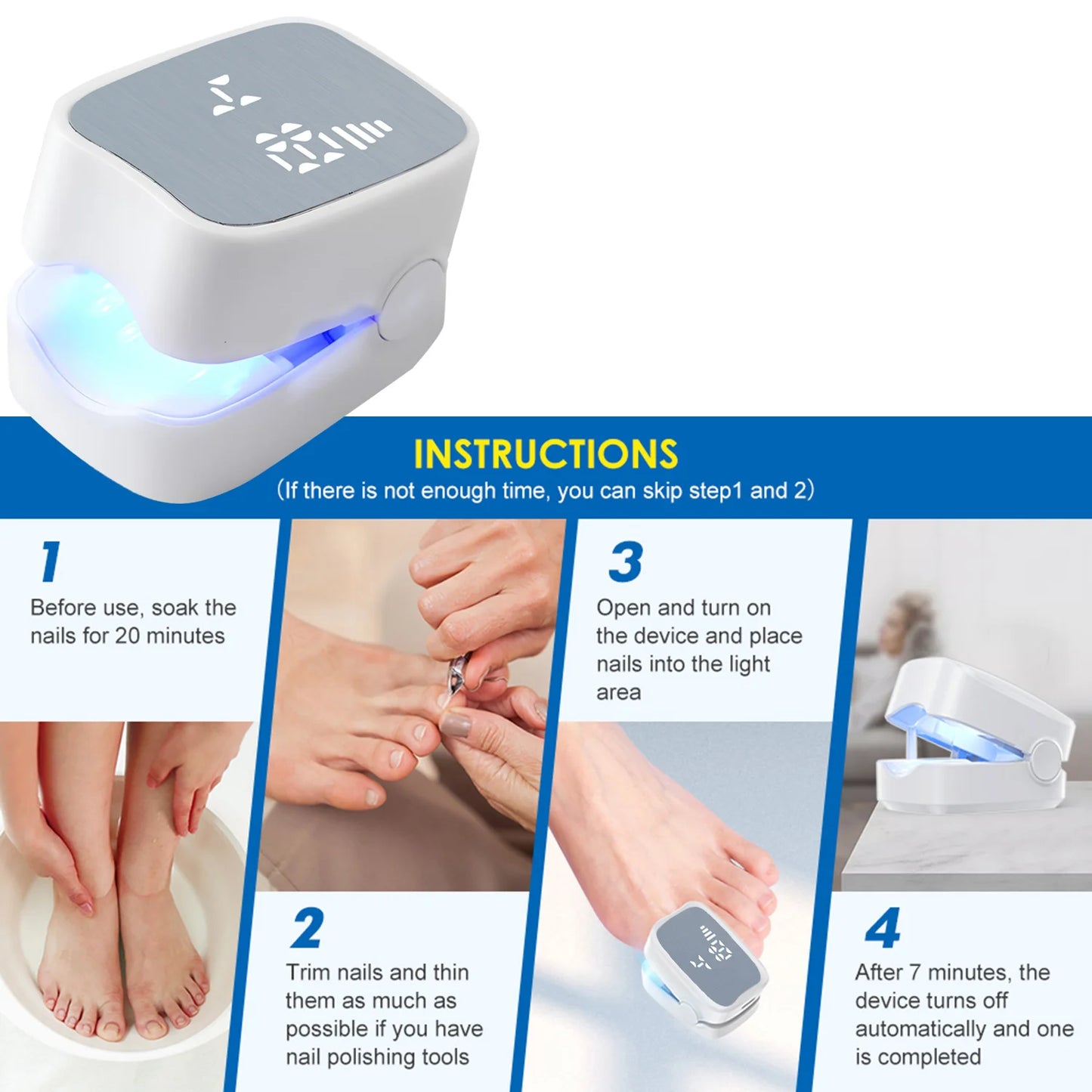 Nail Fungus Laser Assist Tool UV Professional Kynsien sienen puhdistus Laserlaite Kynsien valohoitolamppu Type-C Lataus Tukkukauppa
