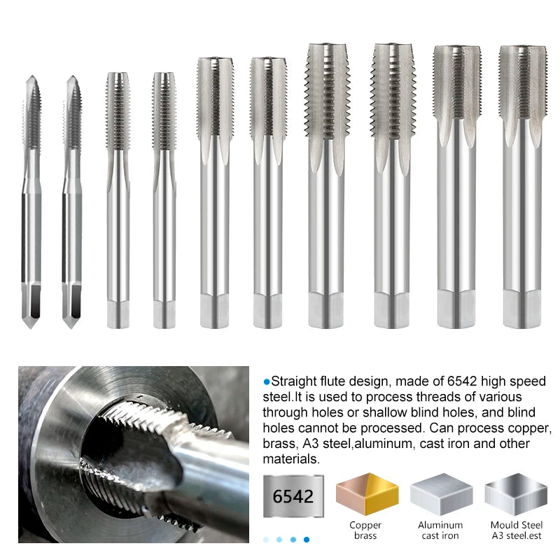 XCAN 1pc Right Hand Thread Tap HSS Machine Plug Tap Metric Screw Tap Drill Thread Tool M2 M3 M4 M6 M7 M8 M10 M12 M14 Hand Tools