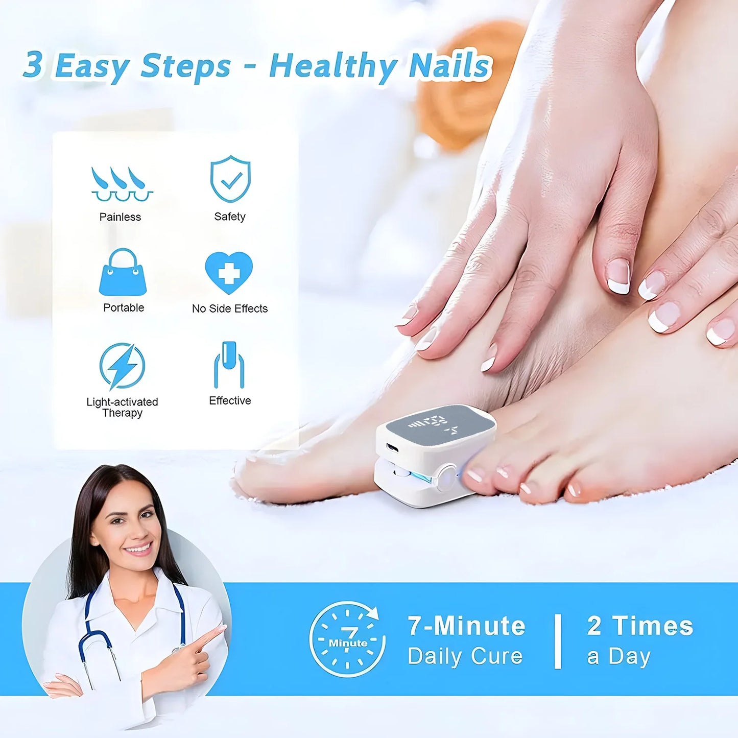 Nail Fungus Laser Assist Tool UV Professional Kynsien sienen puhdistus Laserlaite Kynsien valohoitolamppu Type-C Lataus Tukkukauppa