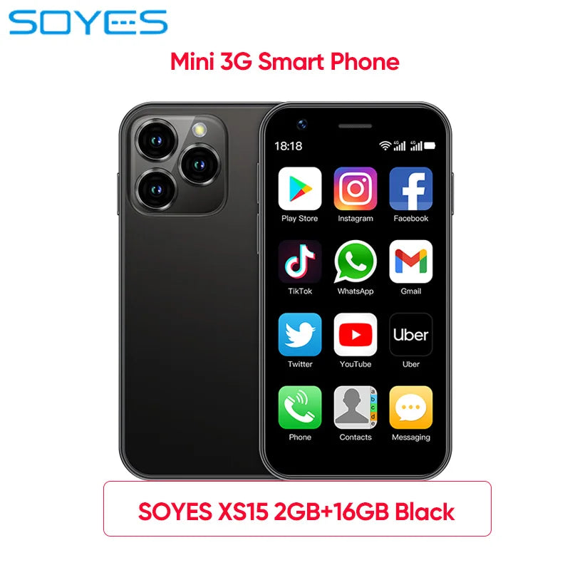 SOYES XS16/XS15 Mini Android Smartphone 3G/4G Network 2GB RAM 16GB ROM 3" Display 5MP Camera Dual SIM With Play Store WhatsAPP
