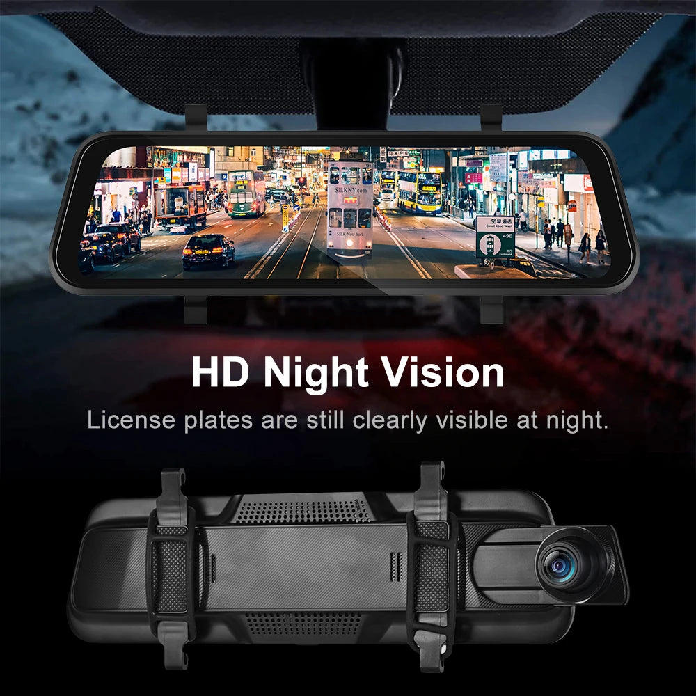 Podofo 9,66" 1080P Dash Cam CarPlay Mirror Monitor Takakamera Android Auto IPS Kosketusnäyttö Auto ADAS DVR Videotallennus