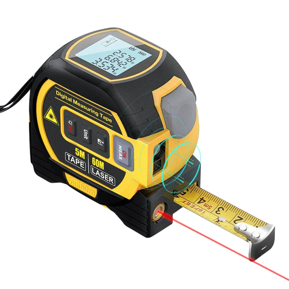 Laser Tape Measure 3 In 1 Digital Tape Measure High Precision Laser Rangefinder Steel Tape Measure High Elasticity