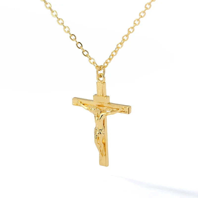 Christian Jesus Cross Kaulakoru Naisille Miehille Ruostumattomasta teräksestä Ketjut Choker Uskonto Risti Riipukset Korut Rukous Kastelahjat