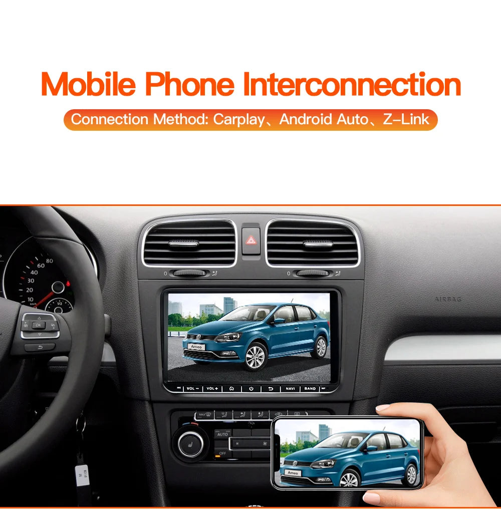 GATAXASKY 9" Car Radio multimedia player For VW Volkswagen Passat B7 B6 Golf Touran Polo Tiguan Jetta 2 din Android 12 Carplay