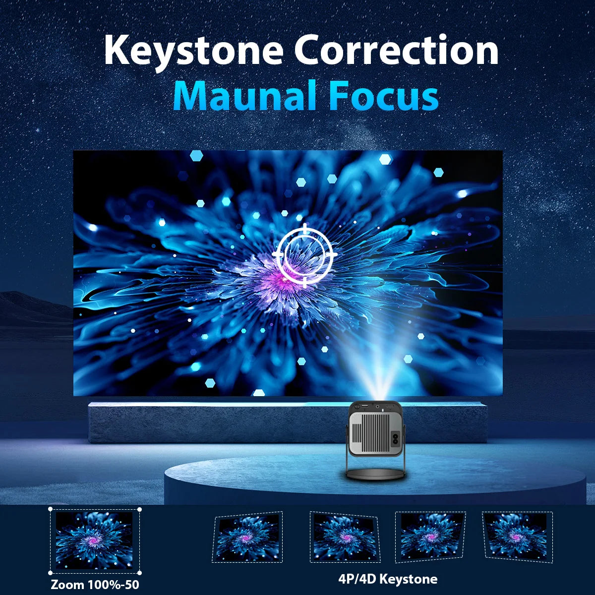 HY320 mini Android Projector Native 720P 1280*720P Support 4K Bluetooth WIFI6 Smart Video Projector Portable HDMI Auto Keystone