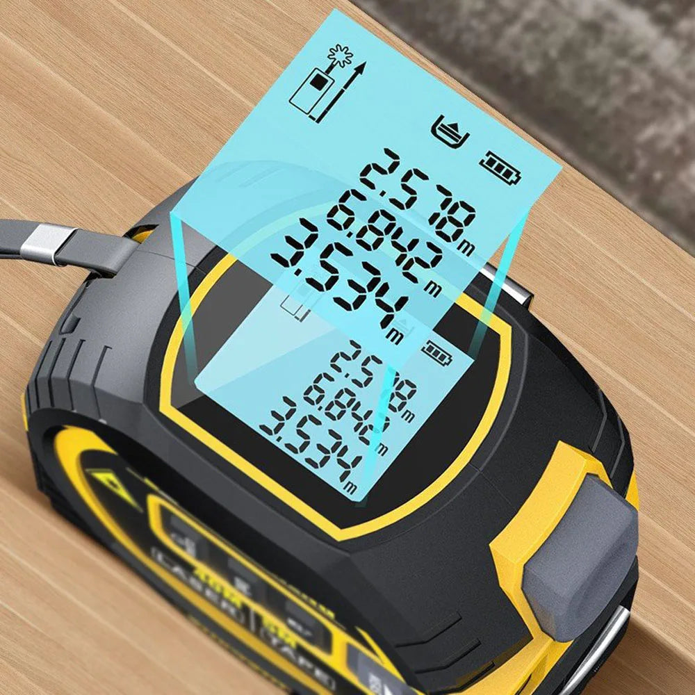 Laser Tape Measure 3 In 1 Digital Tape Measure High Precision Laser Rangefinder Steel Tape Measure High Elasticity