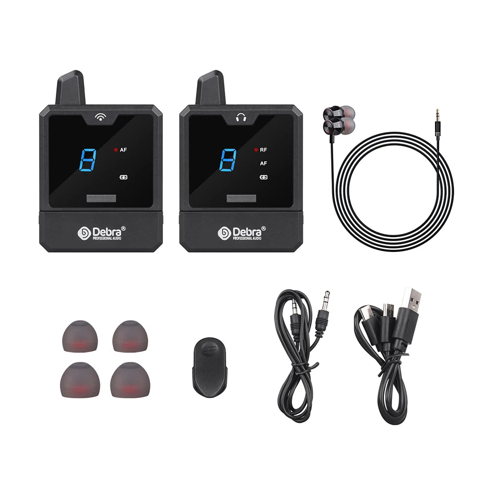 Debra IEM Wireless In-Ear Monitor System Audio-Mini UHF Rechargeable Portable for Music Audio Monitoring Live Broadcast