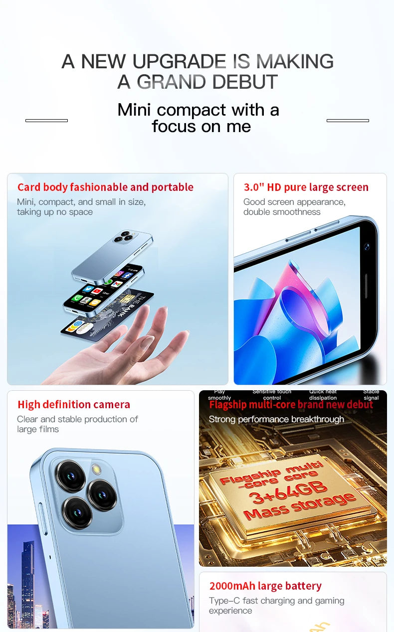 SOYES XS16/XS15 Mini Android Smartphone 3G/4G Network 2GB RAM 16GB ROM 3" Display 5MP Camera Dual SIM With Play Store WhatsAPP