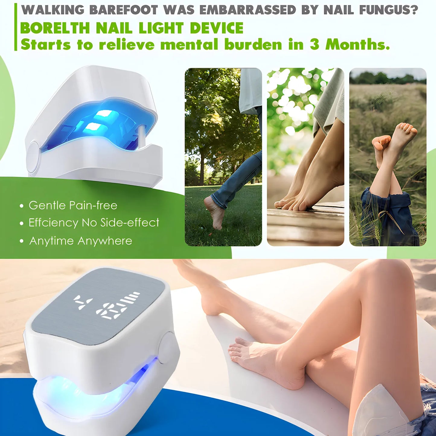 Nail Fungus Laser Assist Tool UV Professional Kynsien sienen puhdistus Laserlaite Kynsien valohoitolamppu Type-C Lataus Tukkukauppa