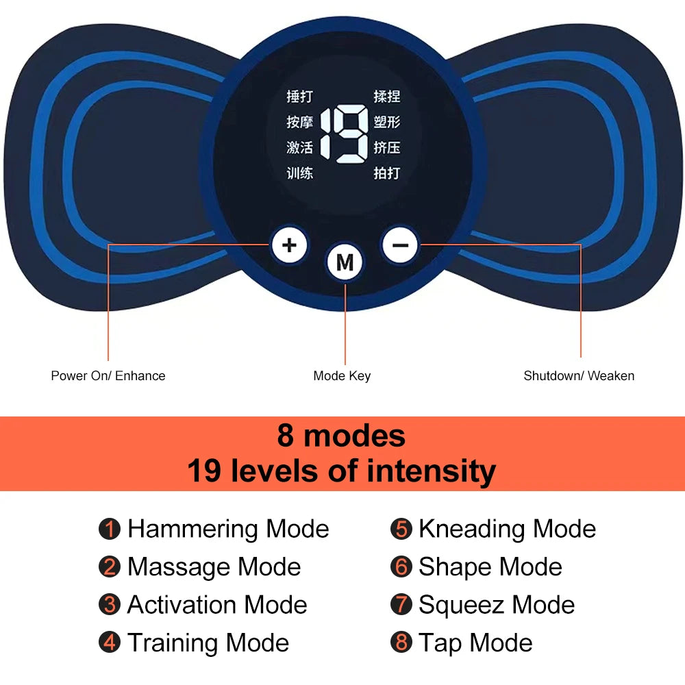 Mini Neck Massager Sähköinen lihasstimulaattori Kohdunkaulan hierontalaastarit Hierontatyynyt Kaukosäädin selän kehon terveydelle