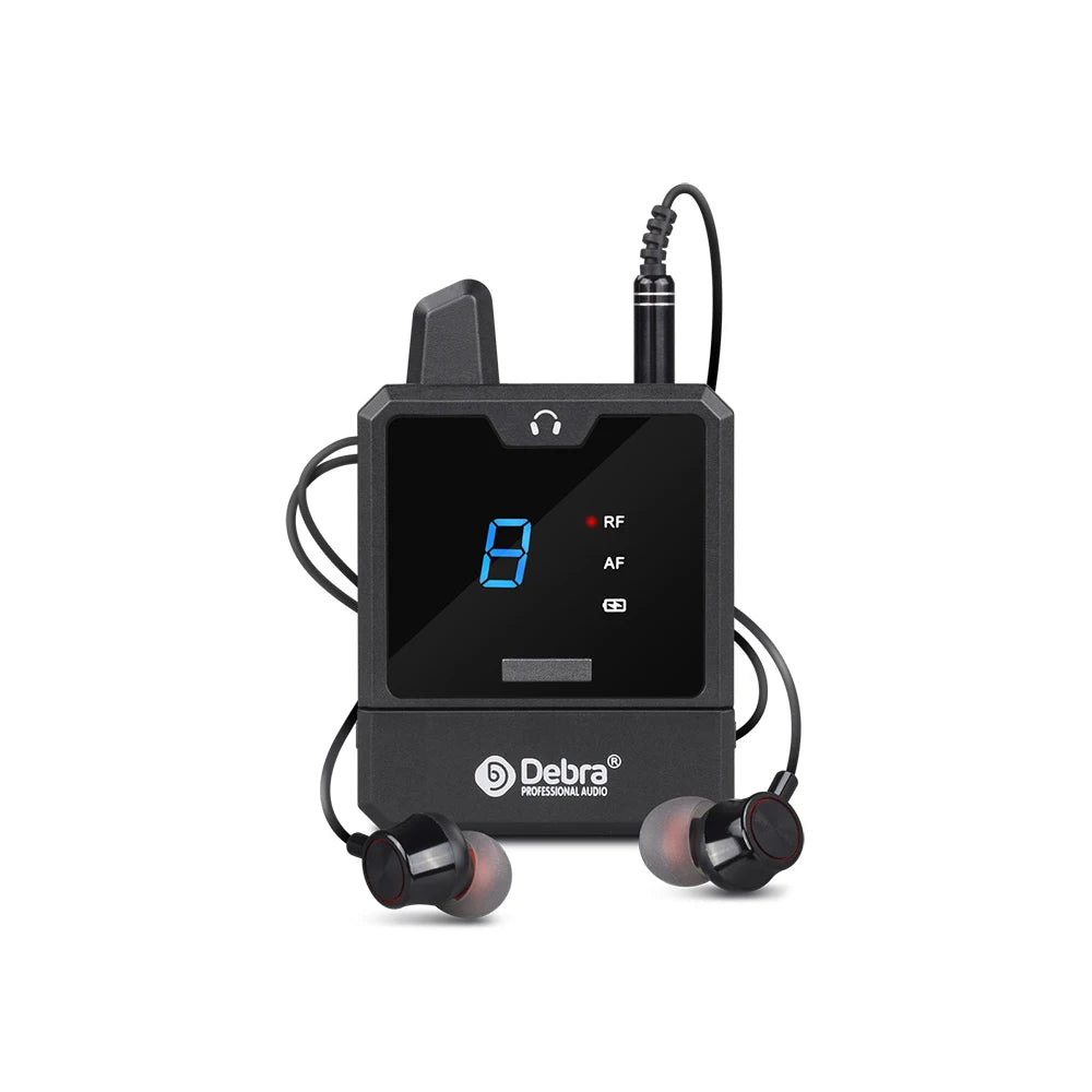 Debra IEM Wireless In-Ear Monitor System Audio-Mini UHF Rechargeable Portable for Music Audio Monitoring Live Broadcast