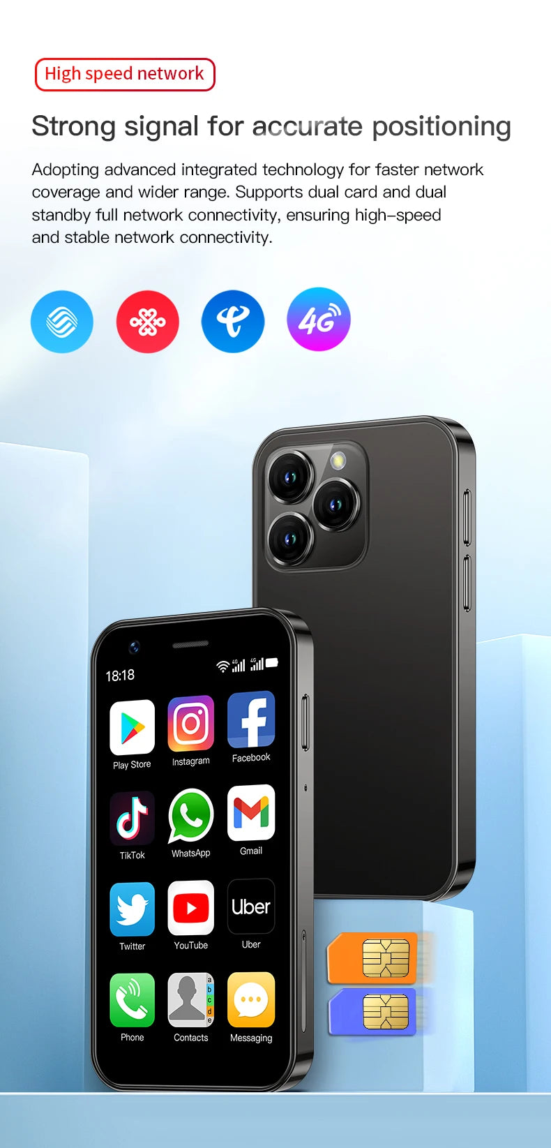 SOYES XS16/XS15 Mini Android Smartphone 3G/4G Network 2GB RAM 16GB ROM 3" Display 5MP Camera Dual SIM With Play Store WhatsAPP