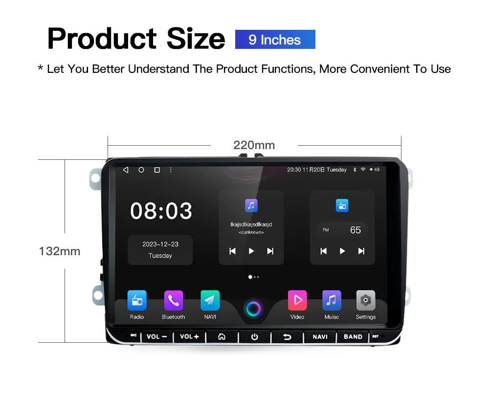 GATAXASKY 9" Car Radio multimedia player For VW Volkswagen Passat B7 B6 Golf Touran Polo Tiguan Jetta 2 din Android 12 Carplay