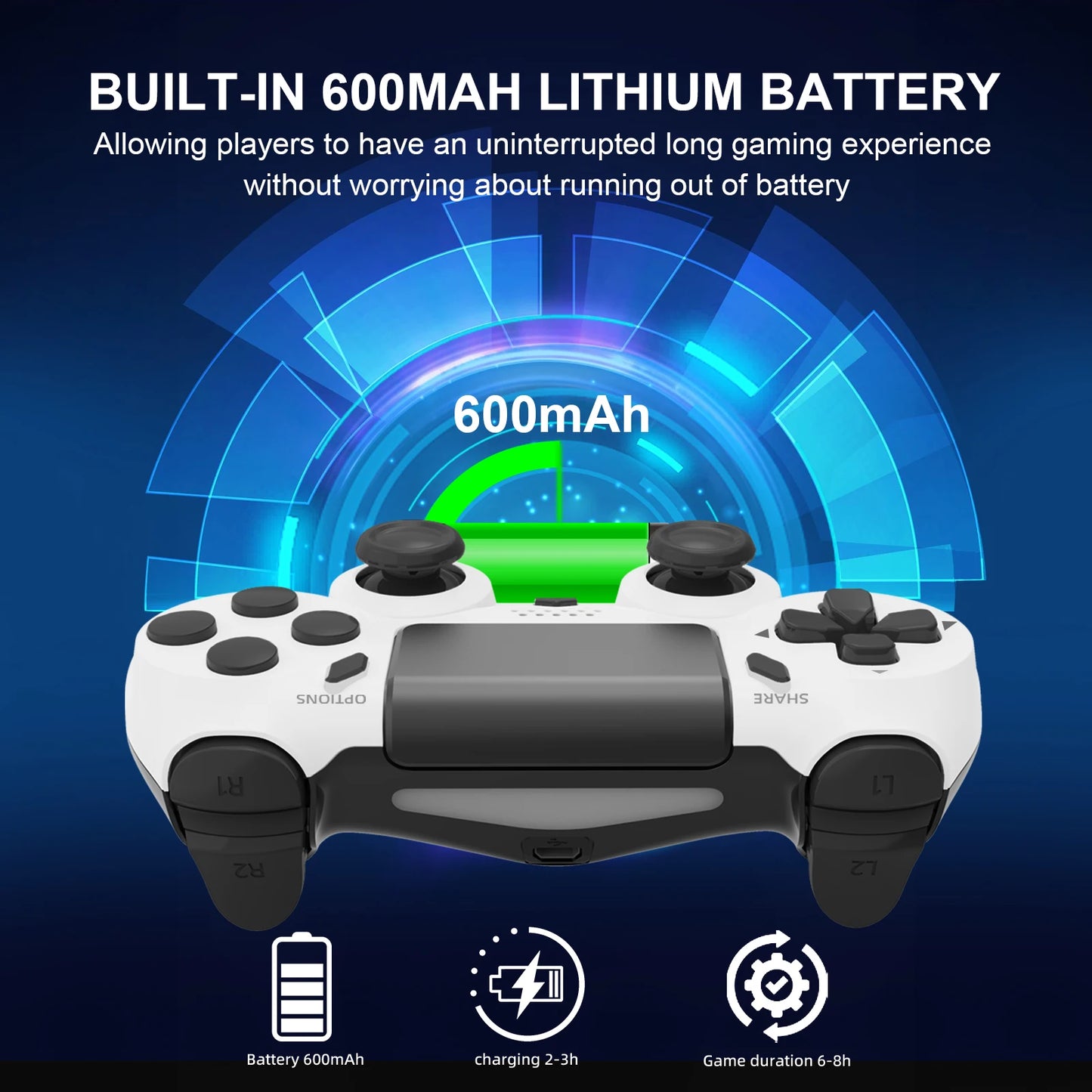 GAMINJA 6-axis Gyroscope Dual Vibration With touch pad Wireless Gamepad Bluetooth Controller For PS4 PS3 Console Computer PC