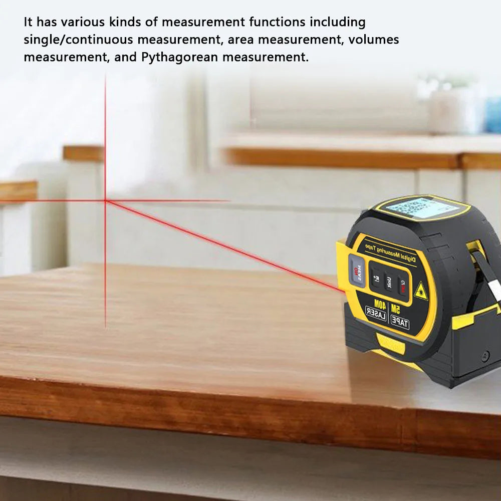 Laser Tape Measure 3 In 1 Digital Tape Measure High Precision Laser Rangefinder Steel Tape Measure High Elasticity
