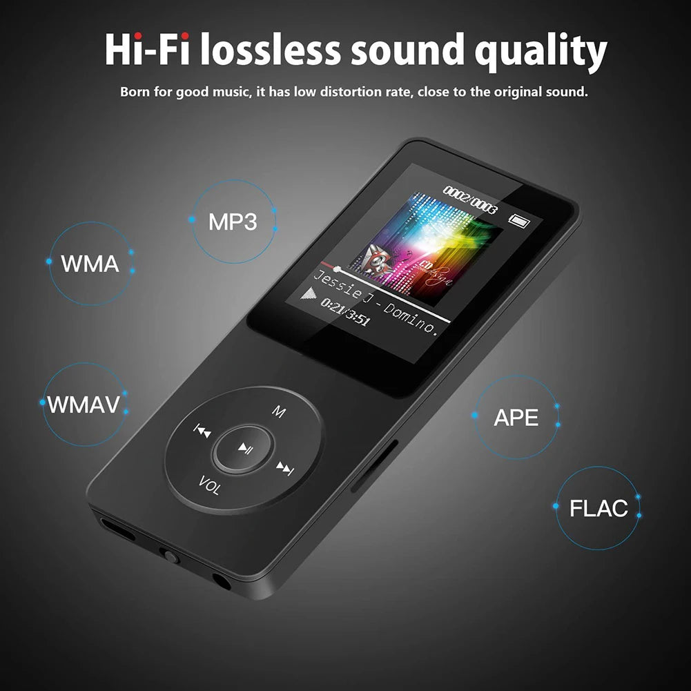 MP3 Player 1.8 in Screen HiFi Lossless Music Player Bluetooth-Compatible5.4 Type-C Music Stereo Player Built-in Speaker for Kids