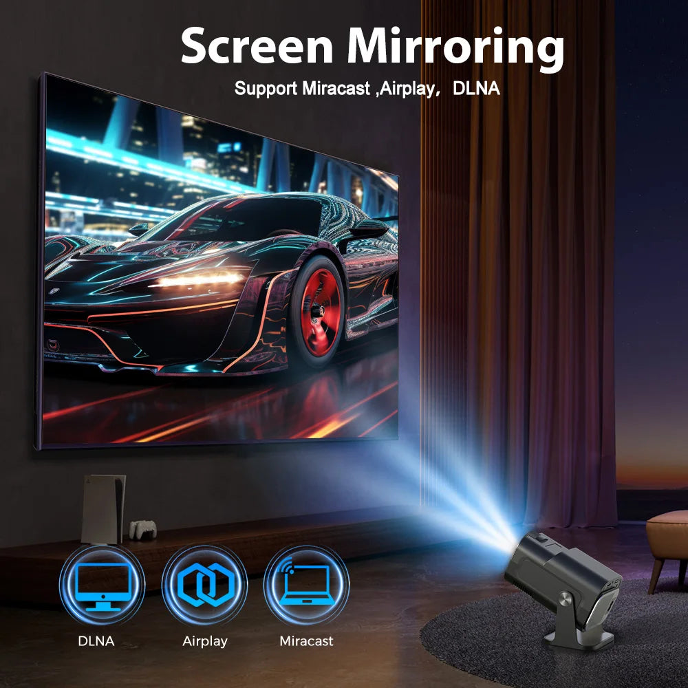 HY320 mini Android Projector Native 720P 1280*720P Support 4K Bluetooth WIFI6 Smart Video Projector Portable HDMI Auto Keystone