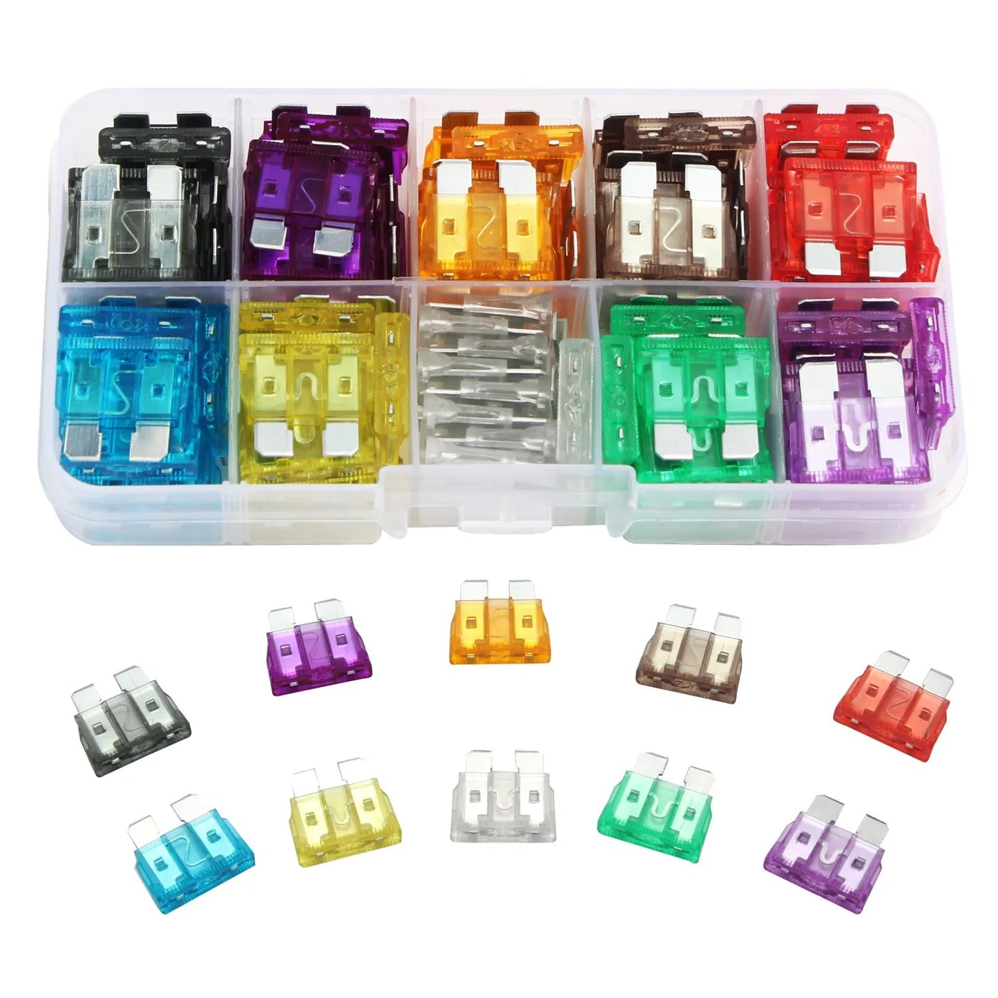 100PCS 2A-35A Medium Car Fuses 10 Specifications Ignitor Headlight Air Conditioning Fuse Inserts Suitable For All Models