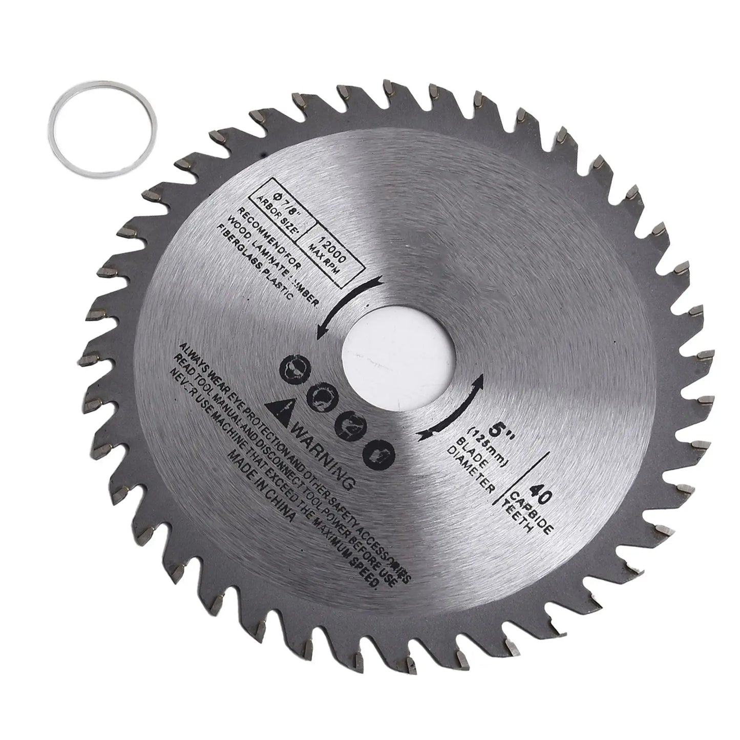 5inch 125mm Cutting Disc Mini Circular Saw Blade For Wood Plastic Metal Rotating Carbide Cutting Tools 40 Teeth 12000 Max RPM