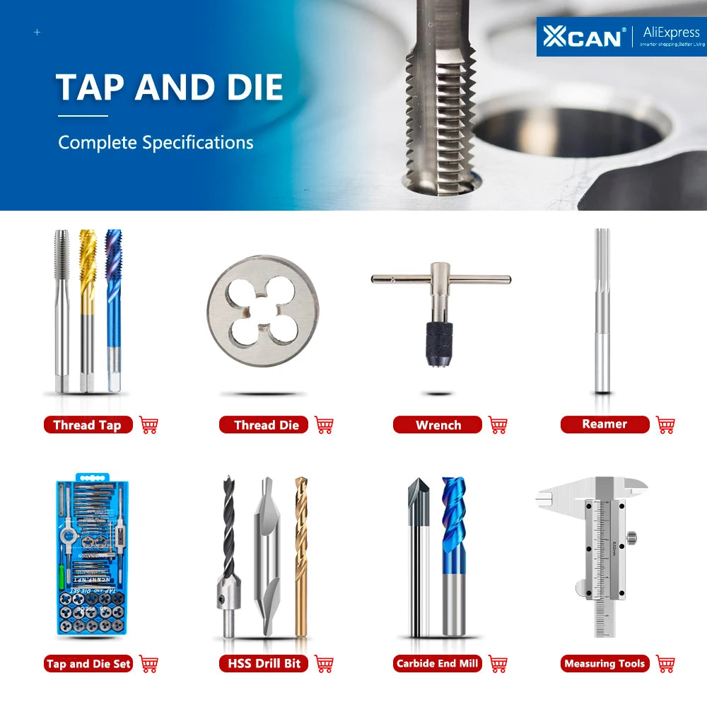 XCAN 1pc Right Hand Thread Tap HSS Machine Plug Tap Metric Screw Tap Drill Thread Tool M2 M3 M4 M6 M7 M8 M10 M12 M14 Hand Tools