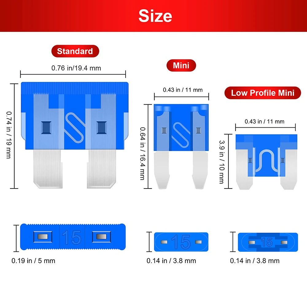 100PCS 2A-35A Medium Car Fuses 10 Specifications Ignitor Headlight Air Conditioning Fuse Inserts Suitable For All Models