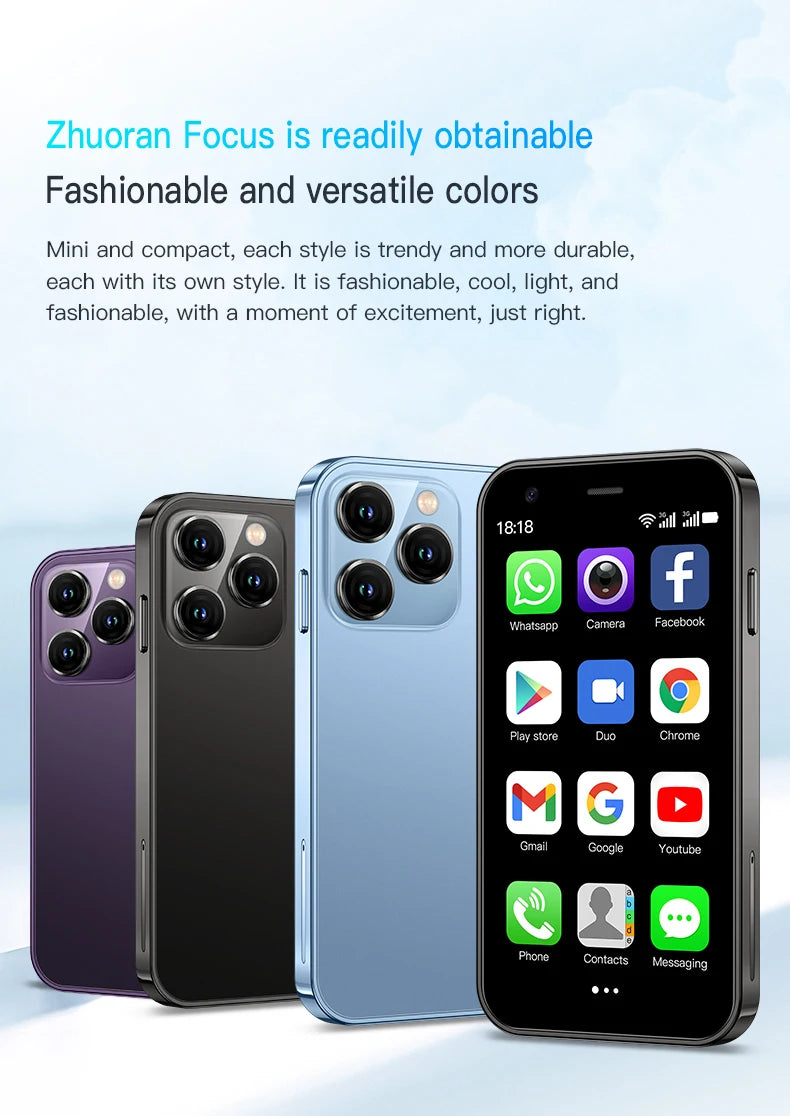 SOYES XS16/XS15 Mini Android Smartphone 3G/4G Network 2GB RAM 16GB ROM 3" Display 5MP Camera Dual SIM With Play Store WhatsAPP