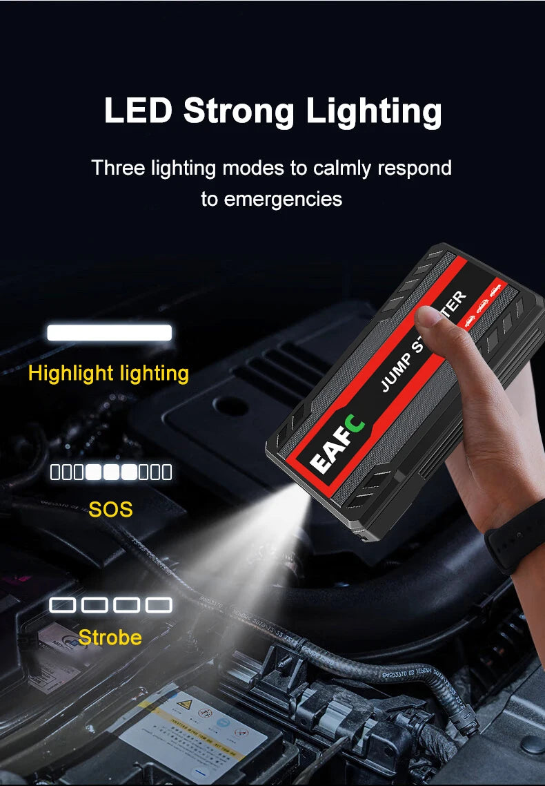 EAFC 2000A/1200A Portable Car Portable Jump Starter With Power Bank Fast Charge 12V Auto Battery Charger Booster Starting Device