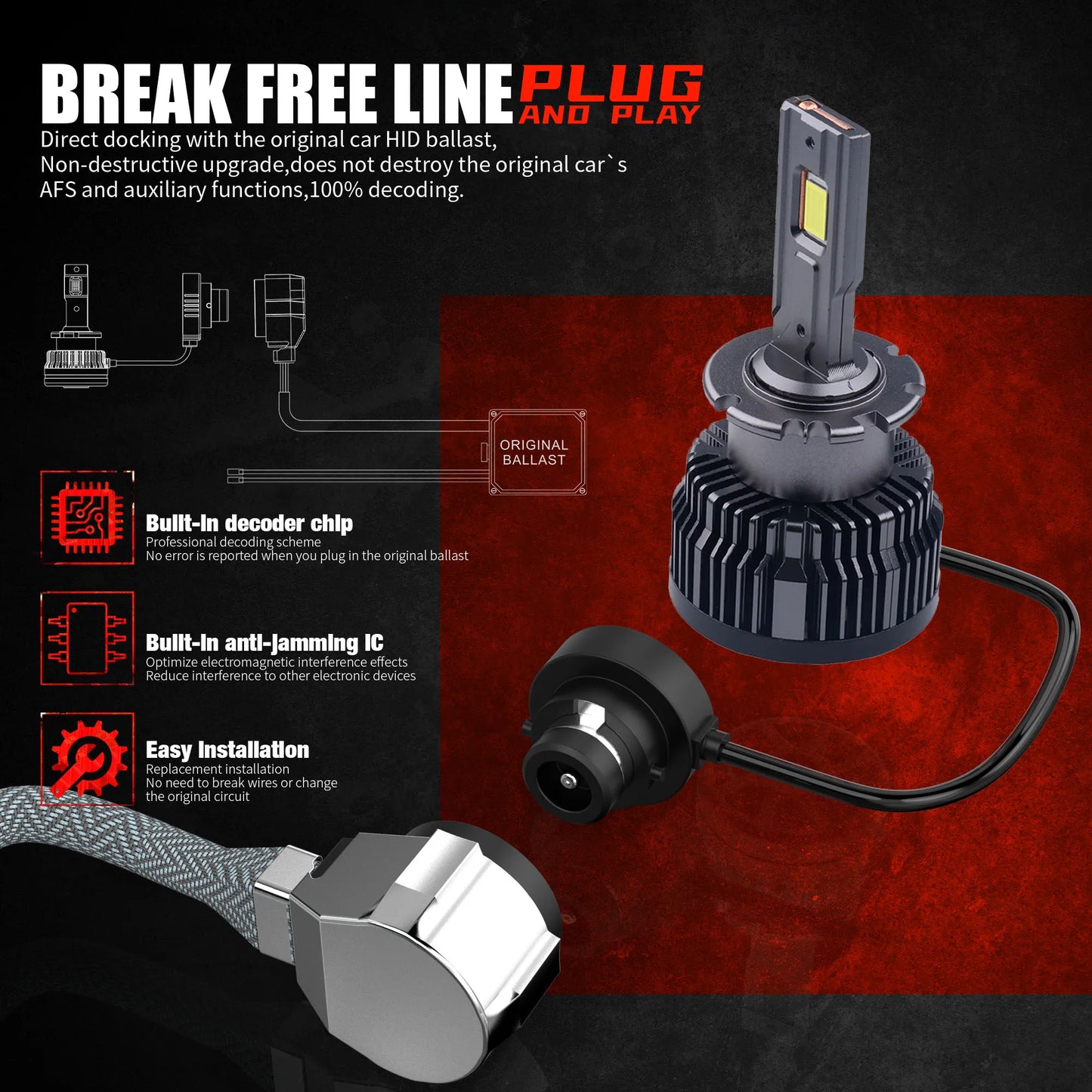 2PCS D2S D4S LED Headlight HID D1S D3S D8S LED Headlamp D2R D4R Bulb 30000LM Xenon Car Light Turbo Lamp Canbus 6000K Plug&Play