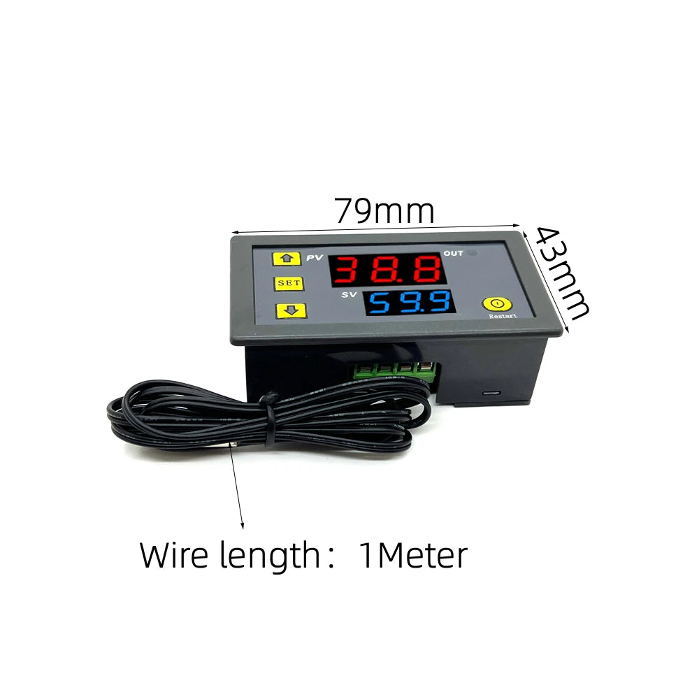 DC 12V/24V AC110-220V Probe line 20A Digital Temperature Control LED Display Thermostat With Heat Cooling Control Instrument