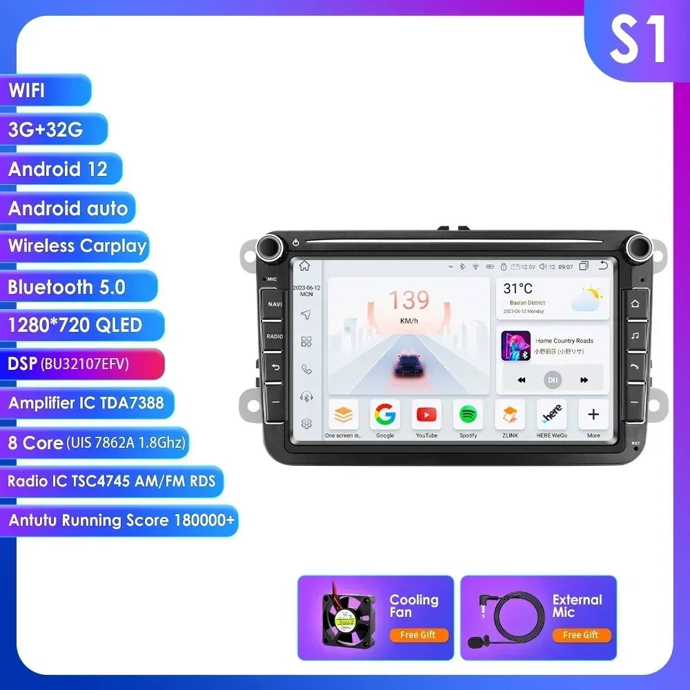 2din Android Car Radio GPS for Volkswagen Skoda VW Tiguan Touran Caddy Jetta Polo Passat Seat Multimedia Player Stereo AutoRadio