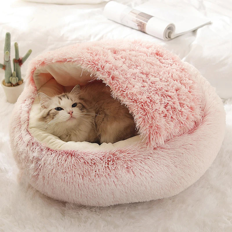 Kissansänky Lemmikkipatja Lämmin Pehmeä Pehmo Pet Bed Peite Pyöreä Kissan Koiran Unipesä Luola Pienille Koirille Kissanpentu