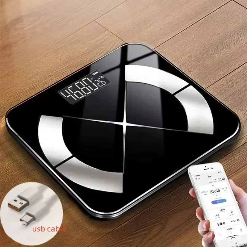 BMI Bluetooth Fat Scale Älykäs digitaalinen kylpyhuonepaino Langaton painovaaka USB-ladattava älypuhelinsovellus