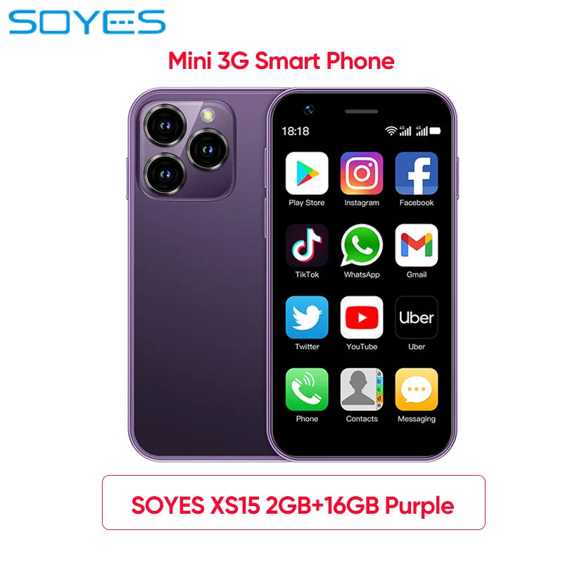 SOYES XS16/XS15 Mini Android Smartphone 3G/4G Network 2GB RAM 16GB ROM 3" Display 5MP Camera Dual SIM With Play Store WhatsAPP