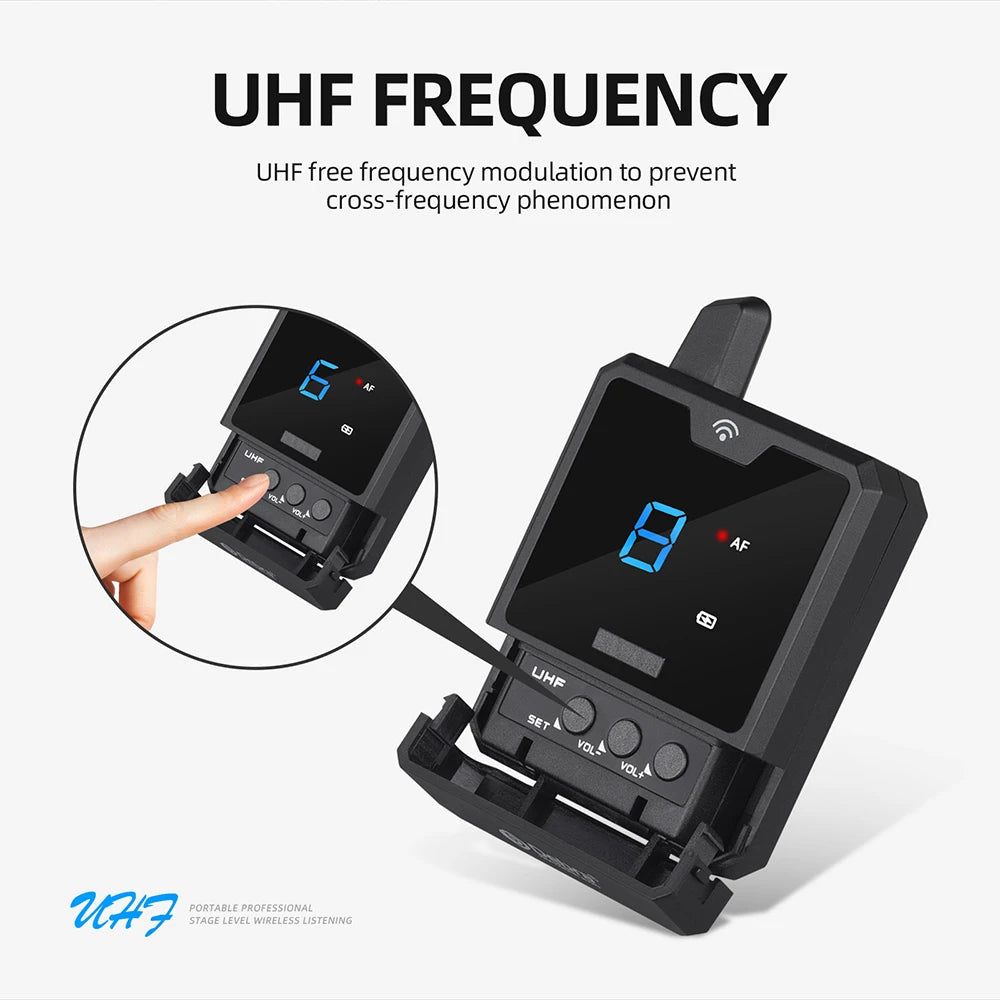 Debra IEM Wireless In-Ear Monitor System Audio-Mini UHF Rechargeable Portable for Music Audio Monitoring Live Broadcast
