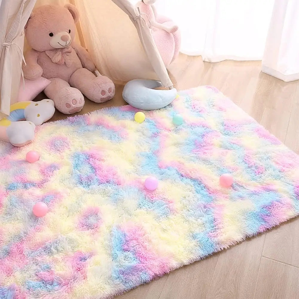 Fluffy Large Carpet Living Room Plush Lounge Rug in The Bedroom Floor Mat Soft Velvet Carpets For Children Kids Decoration 
