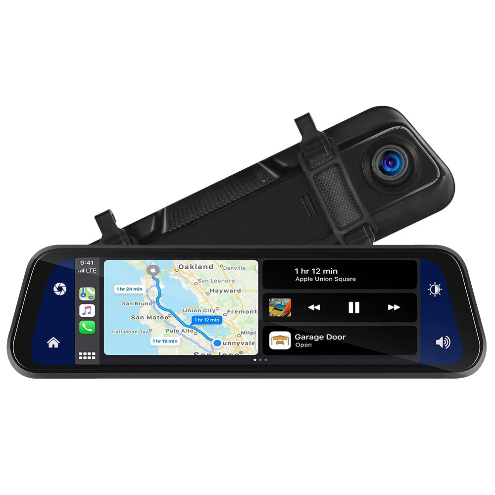 Podofo 9,66" 1080P Dash Cam CarPlay Mirror Monitor Takakamera Android Auto IPS Kosketusnäyttö Auto ADAS DVR Videotallennus