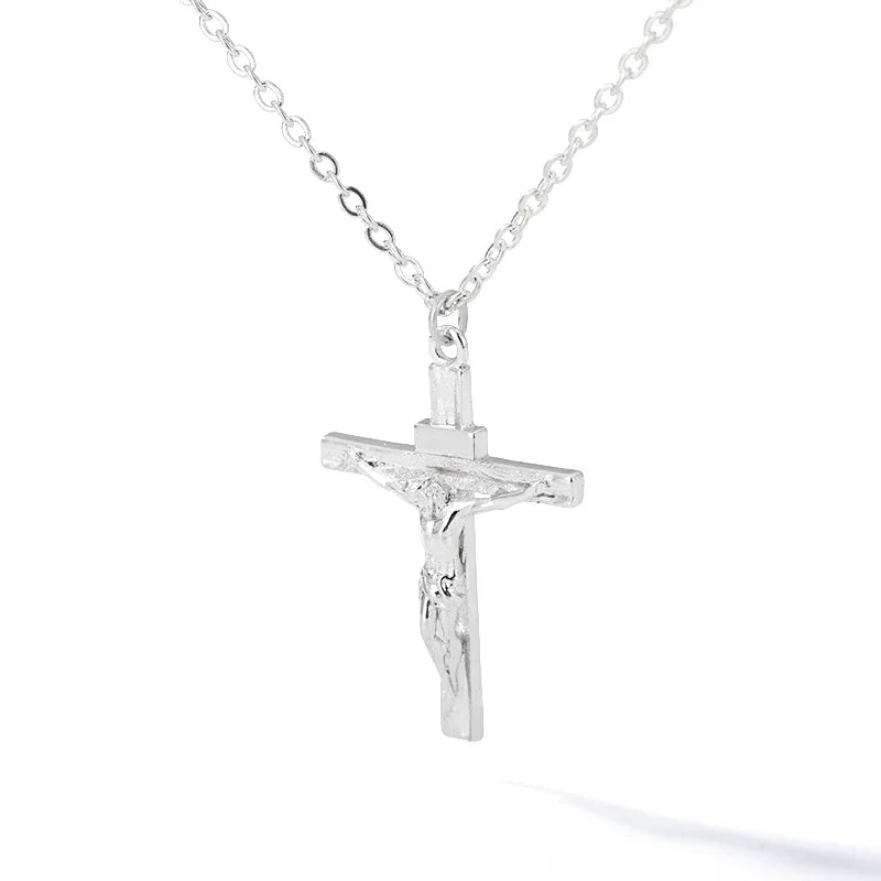 Christian Jesus Cross Kaulakoru Naisille Miehille Ruostumattomasta teräksestä Ketjut Choker Uskonto Risti Riipukset Korut Rukous Kastelahjat