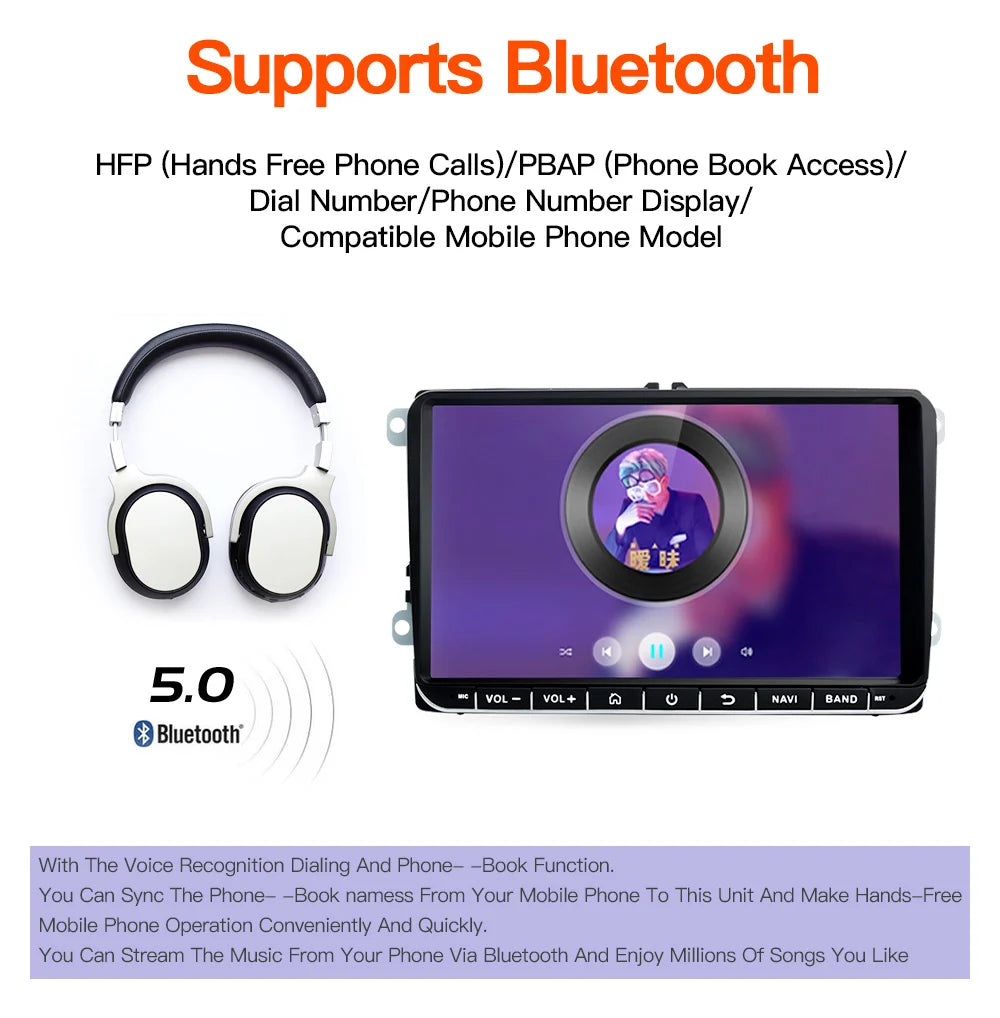 GATAXASKY 9" Car Radio multimedia player For VW Volkswagen Passat B7 B6 Golf Touran Polo Tiguan Jetta 2 din Android 12 Carplay