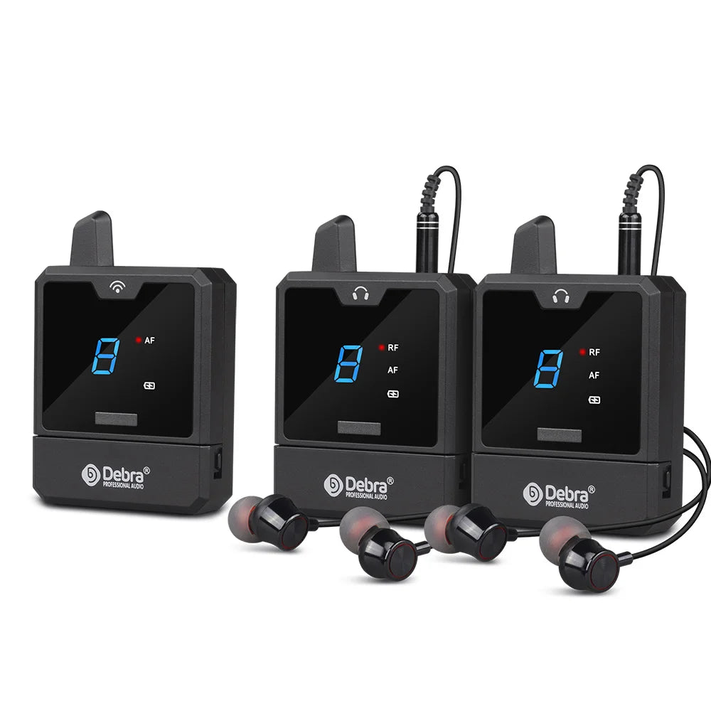 Debra IEM Wireless In-Ear Monitor System Audio-Mini UHF Rechargeable Portable for Music Audio Monitoring Live Broadcast