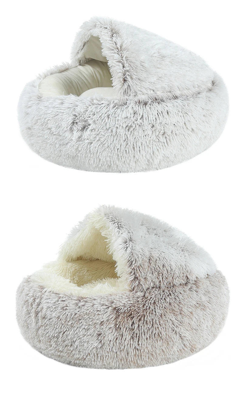 Kissansänky Lemmikkipatja Lämmin Pehmeä Pehmo Pet Bed Peite Pyöreä Kissan Koiran Unipesä Luola Pienille Koirille Kissanpentu